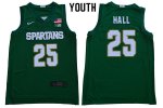 Youth Michigan State Spartans NCAA #25 Malik Hall Green Authentic Nike 2020 Stitched College Basketball Jersey TP32H41ST